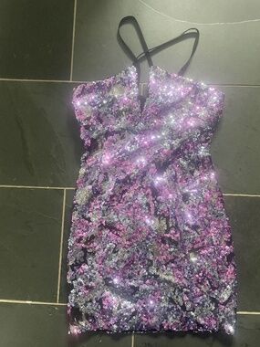 Purple and black evening/cocktail dress